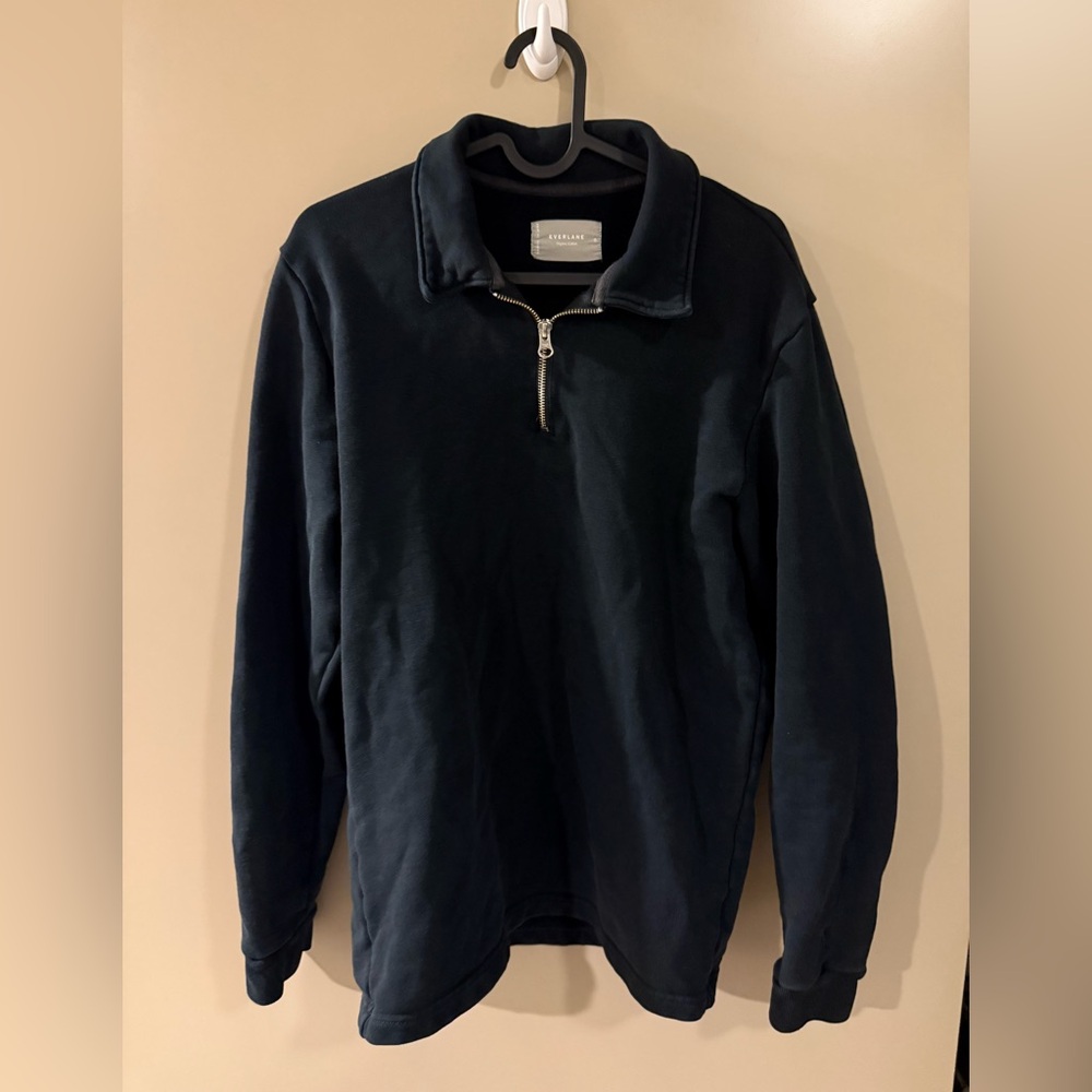Everlane Quarter Zip Essentials Sweatshirt Black Small